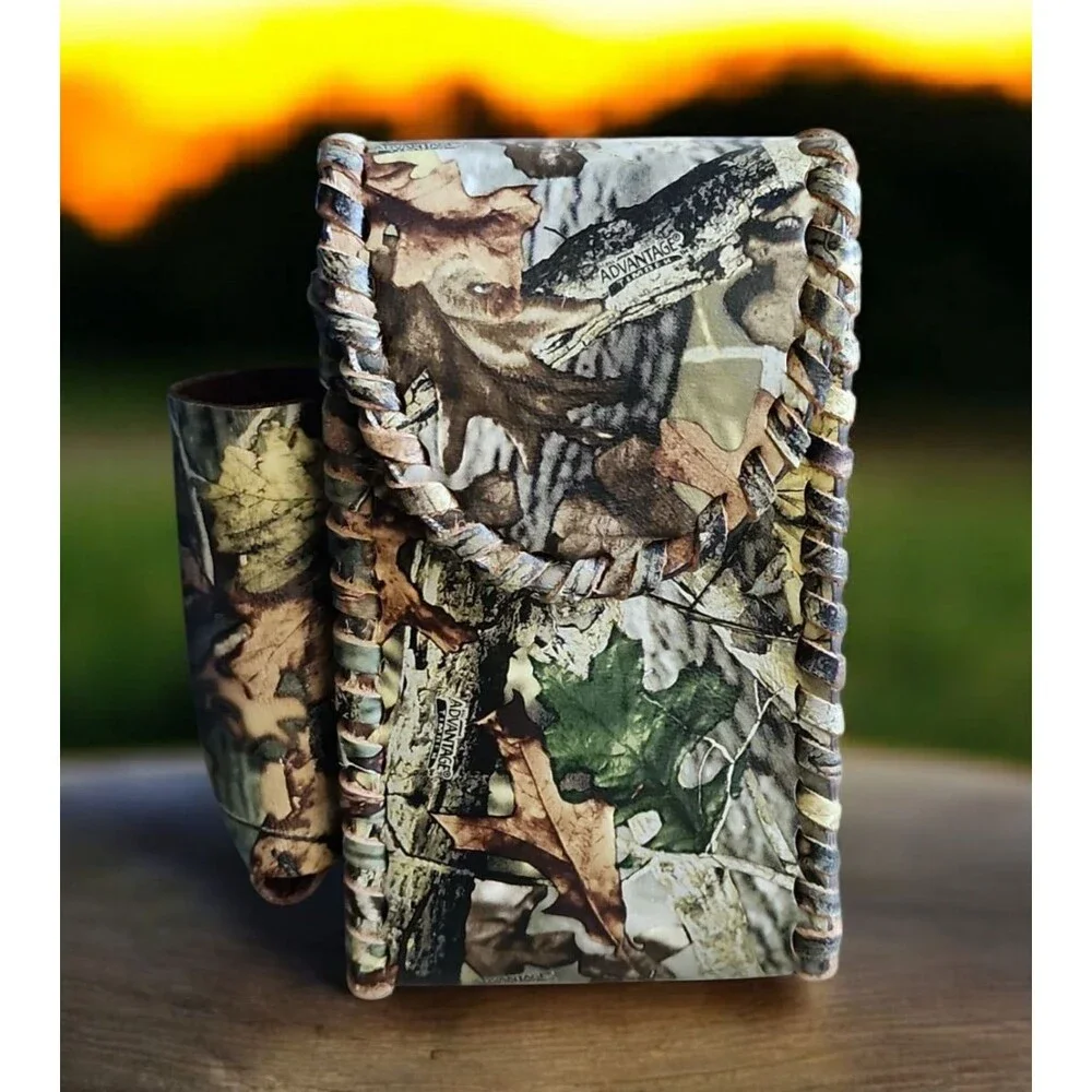 Rugged Camo Cigarette Leather Case Lighter Pouch Clip Top Regular 100's Holder - Picture 1 of 9